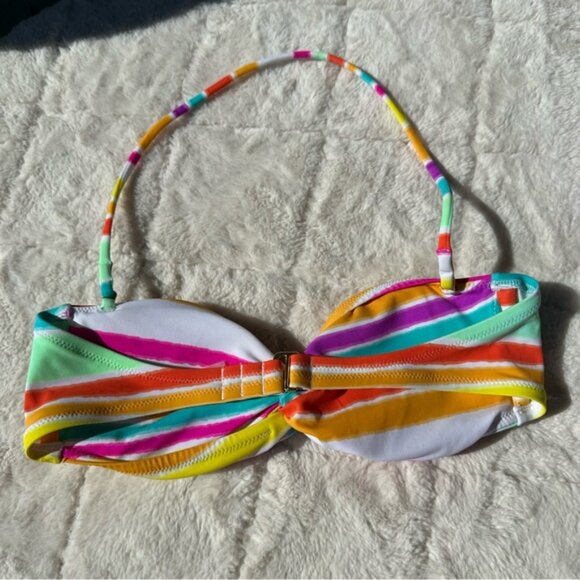 Victoria’s Secret | Rainbow stripe Halter Bandeau Bikini Top | Size Extra Small - Picture 6 of 10